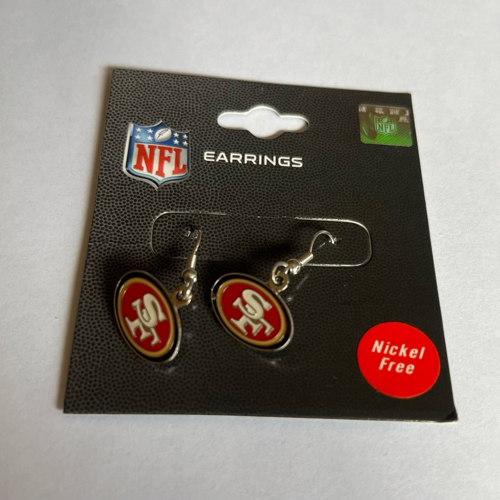 San Francisco 49ers Dangle Logo Earring Set Charm Gift NFL nickel free